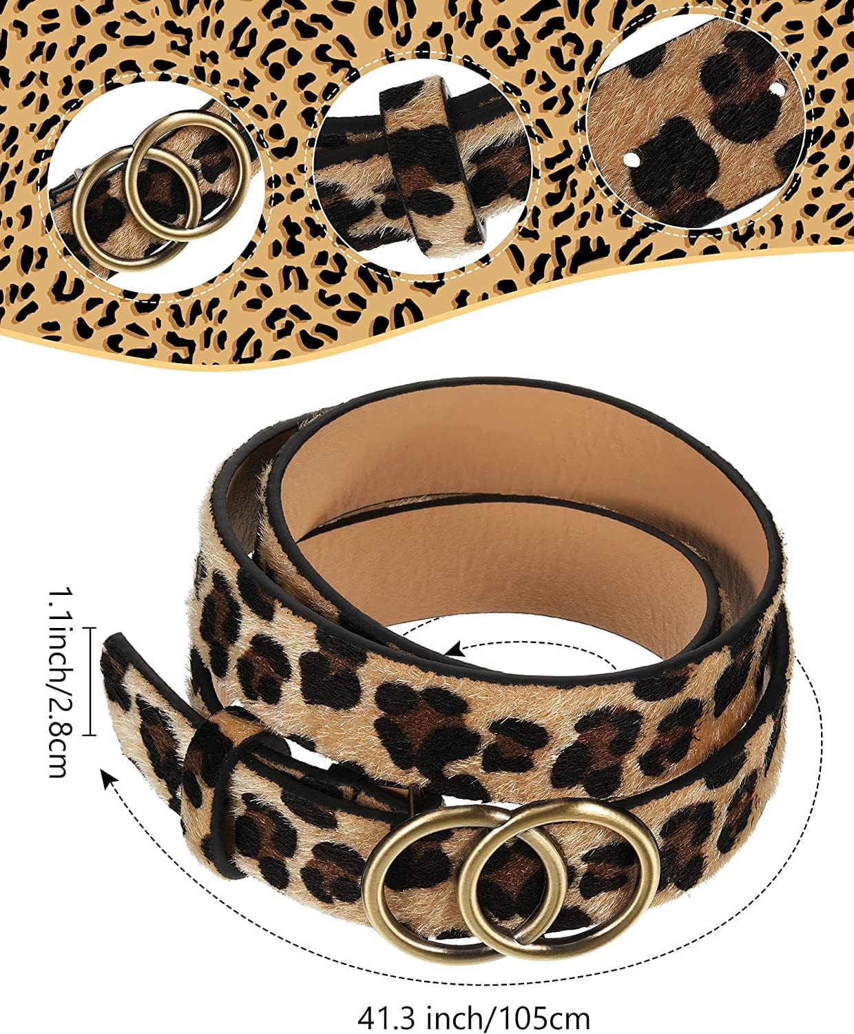 4 Pieces Women Faux Leather Waist Belt for Ladies Jeans Pants with Double O-Ring Buckle Apparel & Accessories > Clothing Accessories > Belts Geyoga