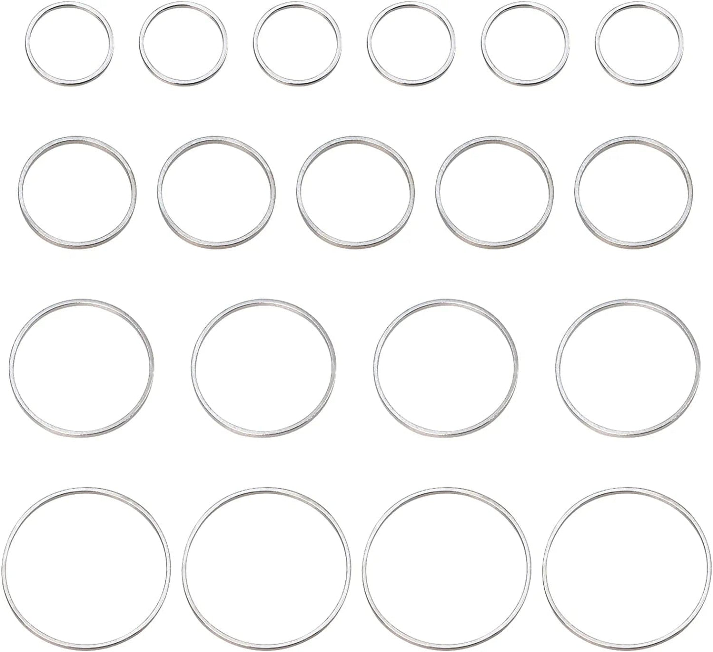4 Sizes 15Mm 20Mm 25Mm 30Mm Brass Hollow Circle Pendant Charm Links Open Bezel Frames Connectors round Beading Hoop Earrings for Necklace Bracelet Jewelry Making Resin Craft, 48PCS Silver