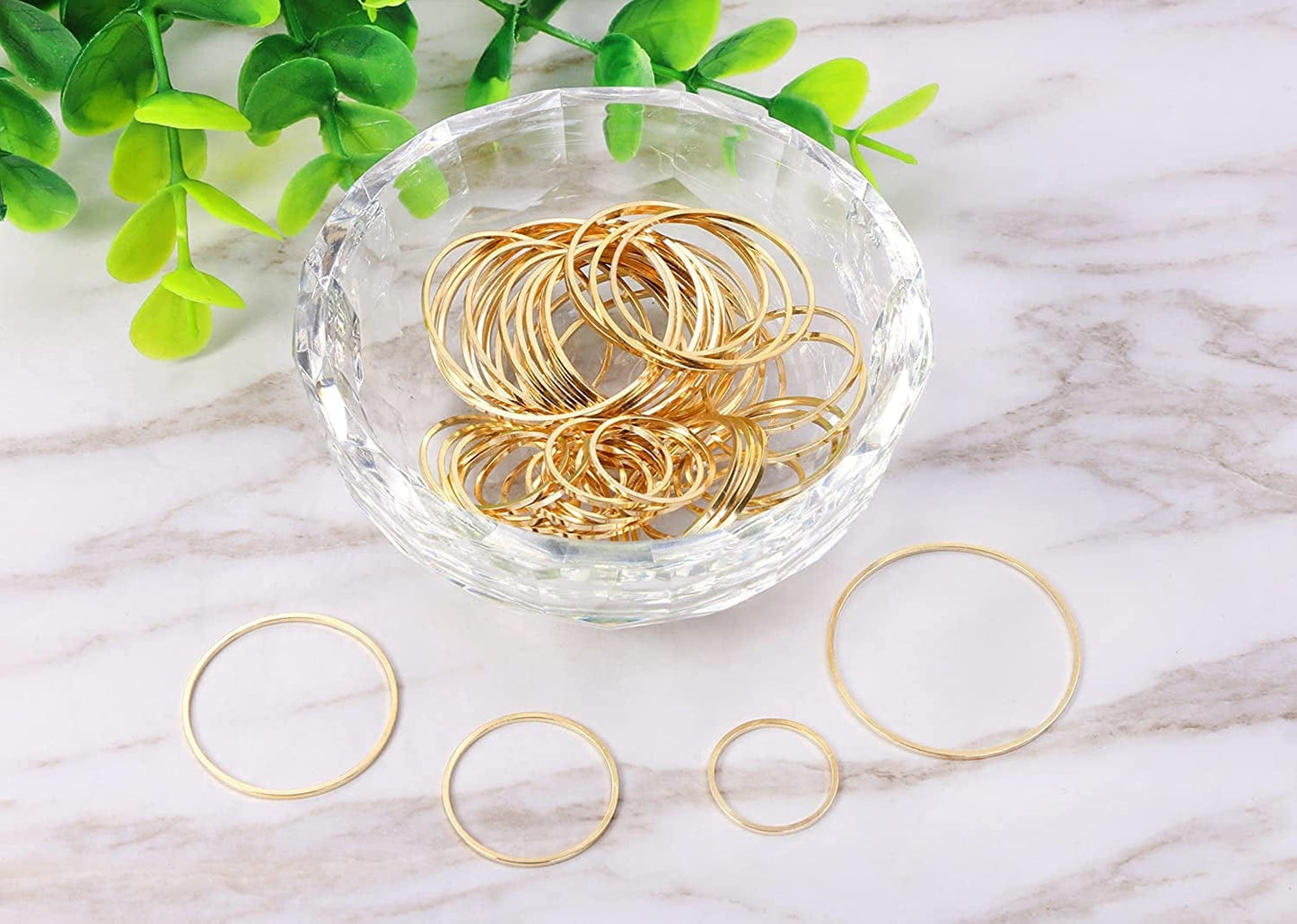 4 Sizes 15Mm 20Mm 25Mm 30Mm Brass Hollow Circle Pendant Charm Links Open Bezel Frames Connectors round Beading Hoop Earrings for Necklace Bracelet Jewelry Making Resin Craft, 48PCS