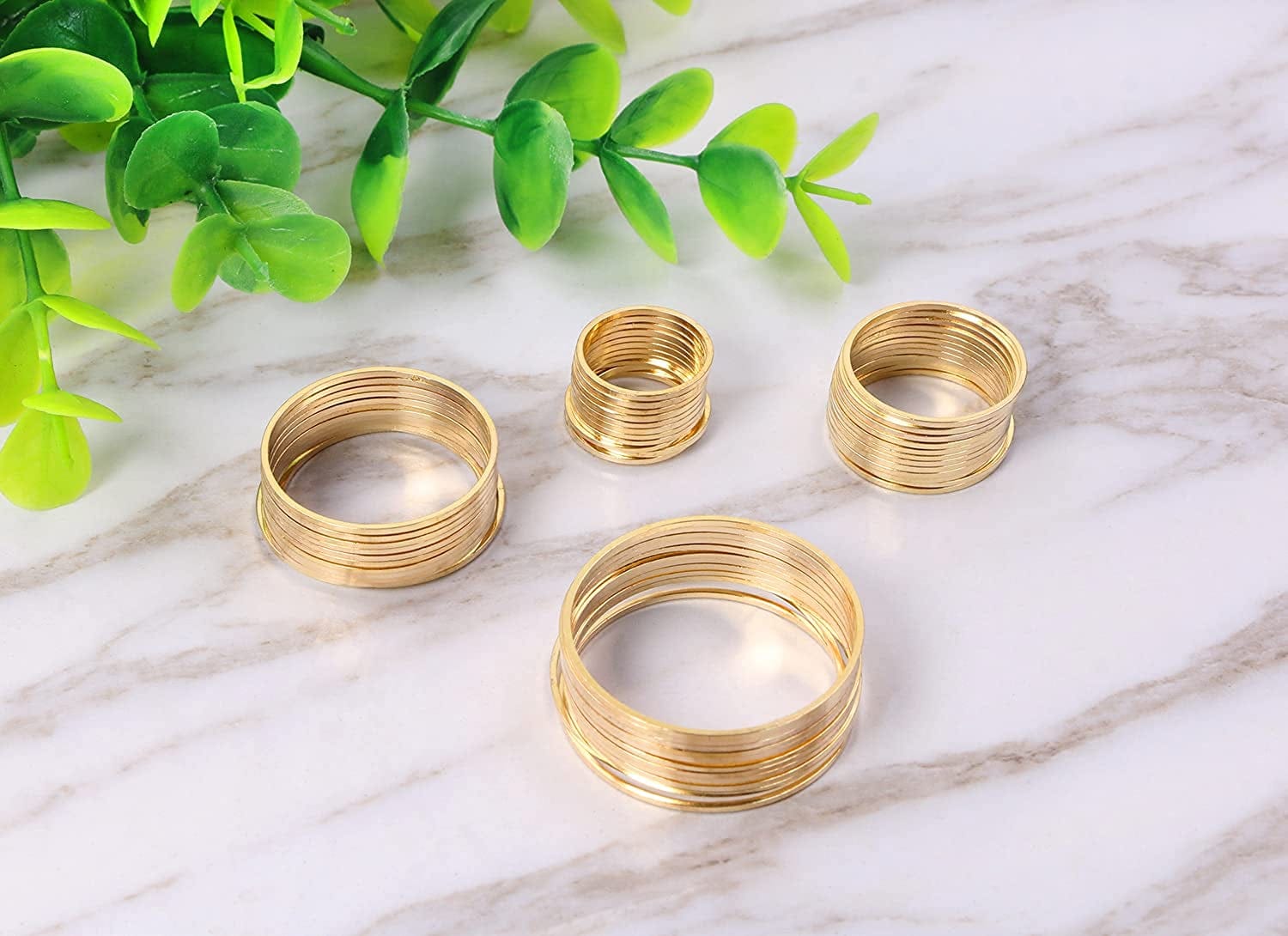 4 Sizes 15Mm 20Mm 25Mm 30Mm Brass Hollow Circle Pendant Charm Links Open Bezel Frames Connectors round Beading Hoop Earrings for Necklace Bracelet Jewelry Making Resin Craft, 48PCS