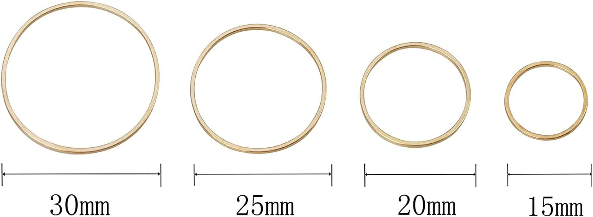 4 Sizes 15Mm 20Mm 25Mm 30Mm Brass Hollow Circle Pendant Charm Links Open Bezel Frames Connectors round Beading Hoop Earrings for Necklace Bracelet Jewelry Making Resin Craft, 48PCS