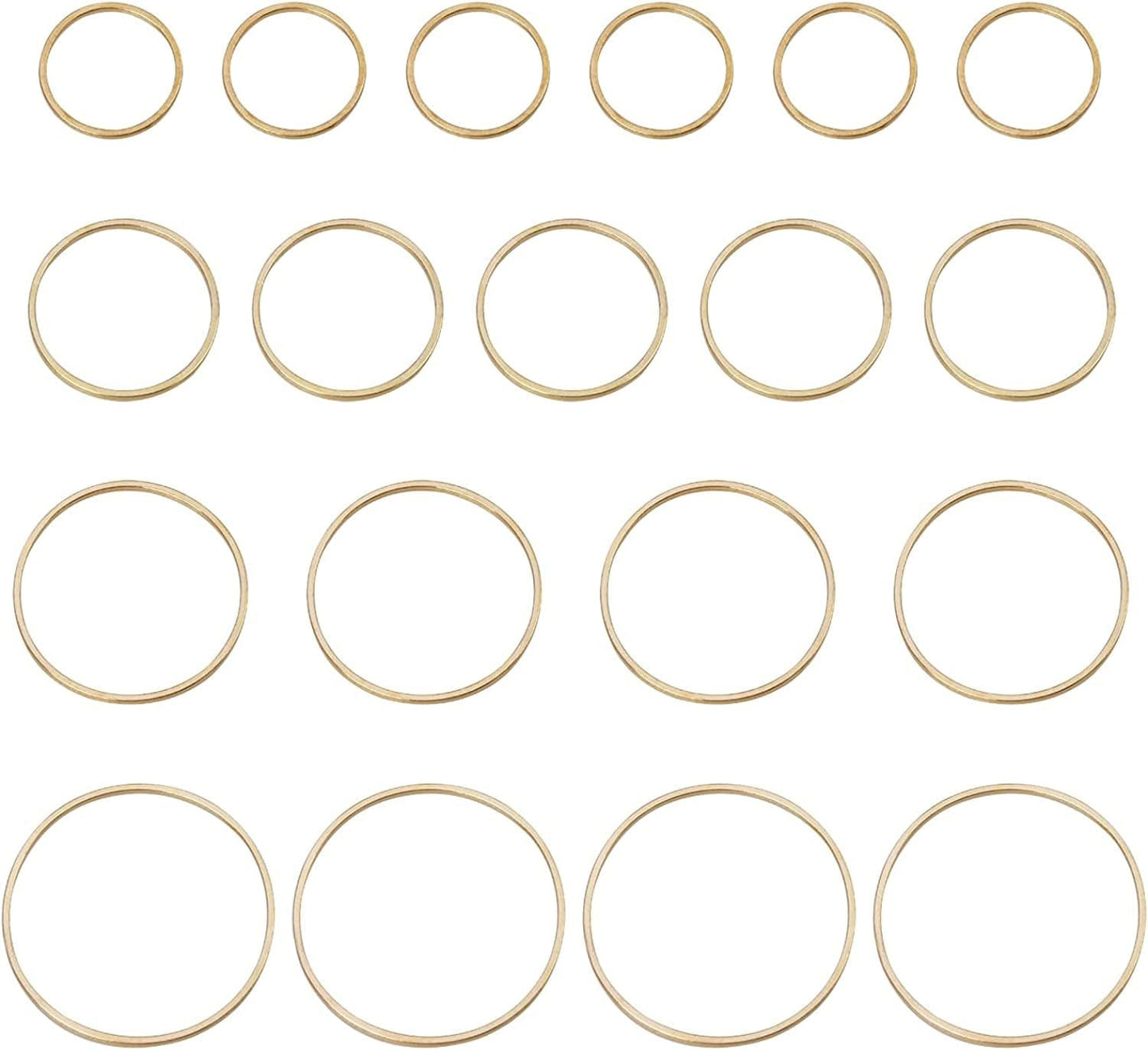 4 Sizes 15Mm 20Mm 25Mm 30Mm Brass Hollow Circle Pendant Charm Links Open Bezel Frames Connectors round Beading Hoop Earrings for Necklace Bracelet Jewelry Making Resin Craft, 48PCS KC Gold