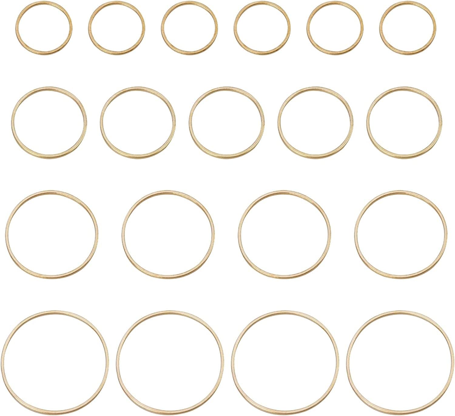 4 Sizes 15Mm 20Mm 25Mm 30Mm Brass Hollow Circle Pendant Charm Links Open Bezel Frames Connectors round Beading Hoop Earrings for Necklace Bracelet Jewelry Making Resin Craft, 48PCS KC Gold