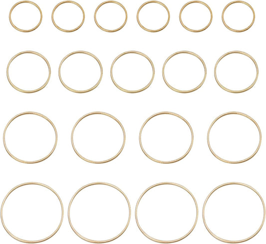 4 Sizes 15Mm 20Mm 25Mm 30Mm Brass Hollow Circle Pendant Charm Links Open Bezel Frames Connectors round Beading Hoop Earrings for Necklace Bracelet Jewelry Making Resin Craft, 48PCS KC Gold