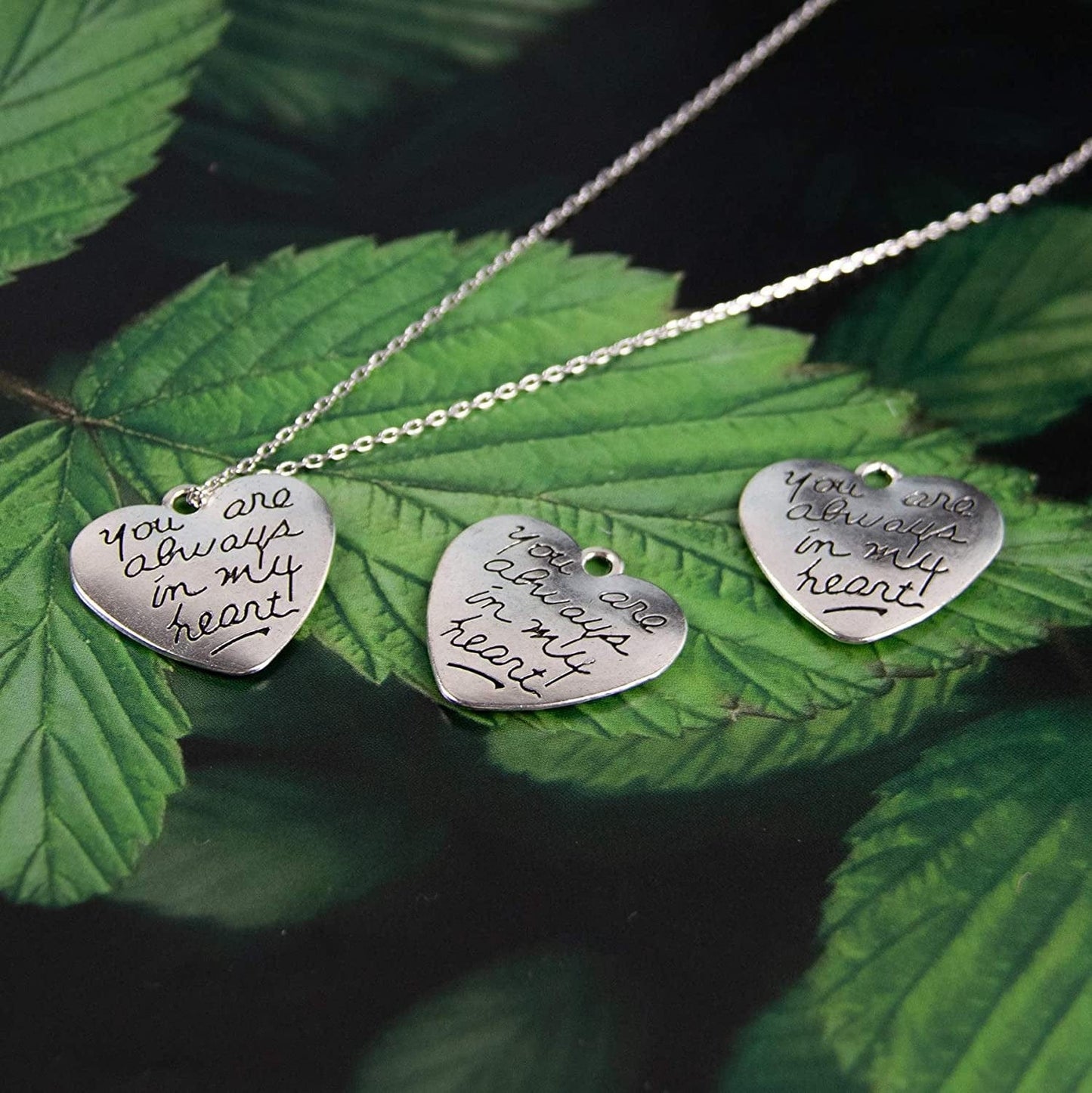 , 40 Pack Alloy You Are Always in My Heart Charms Pendant for Crafting Bracelet Necklace Jewelry Findings Making Accessory Silver