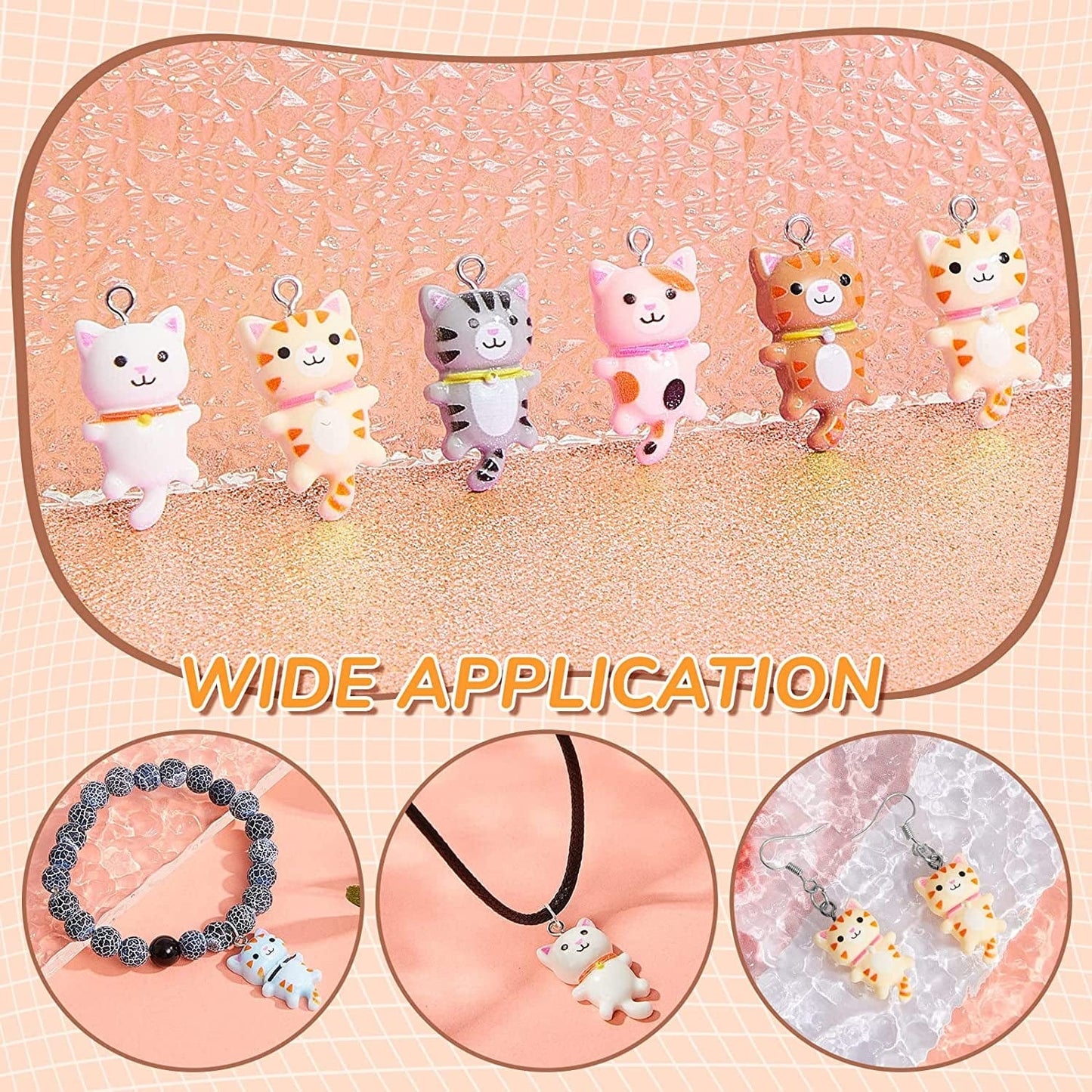 40 Pcs Resin Cat Pendant Charm Mini Cat Charms for Jewelry Making Decorative Cute Kitty Pendants for Necklace Bracelet Keychain Jewelry Making DIY Art Crafts, 8 Styles