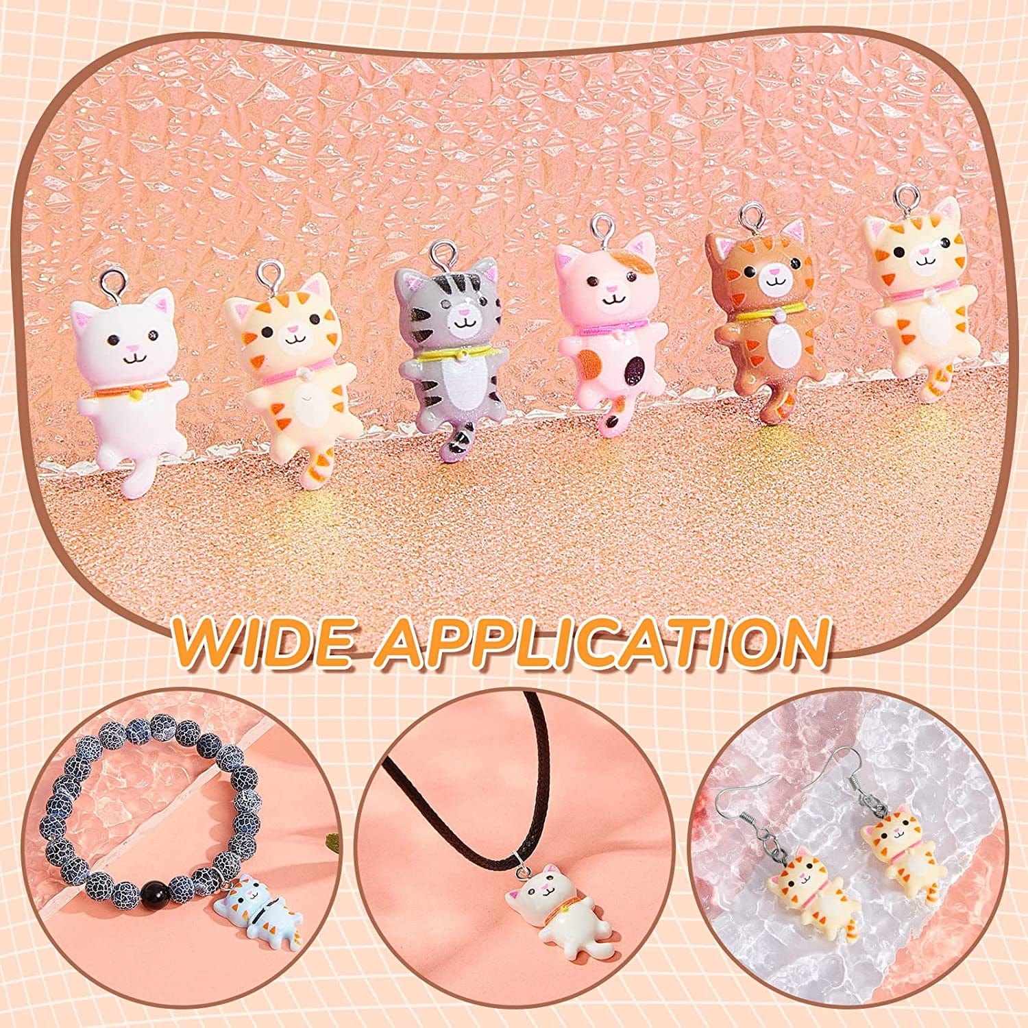 40 Pcs Resin Cat Pendant Charm Mini Cat Charms for Jewelry Making Decorative Cute Kitty Pendants for Necklace Bracelet Keychain Jewelry Making DIY Art Crafts, 8 Styles