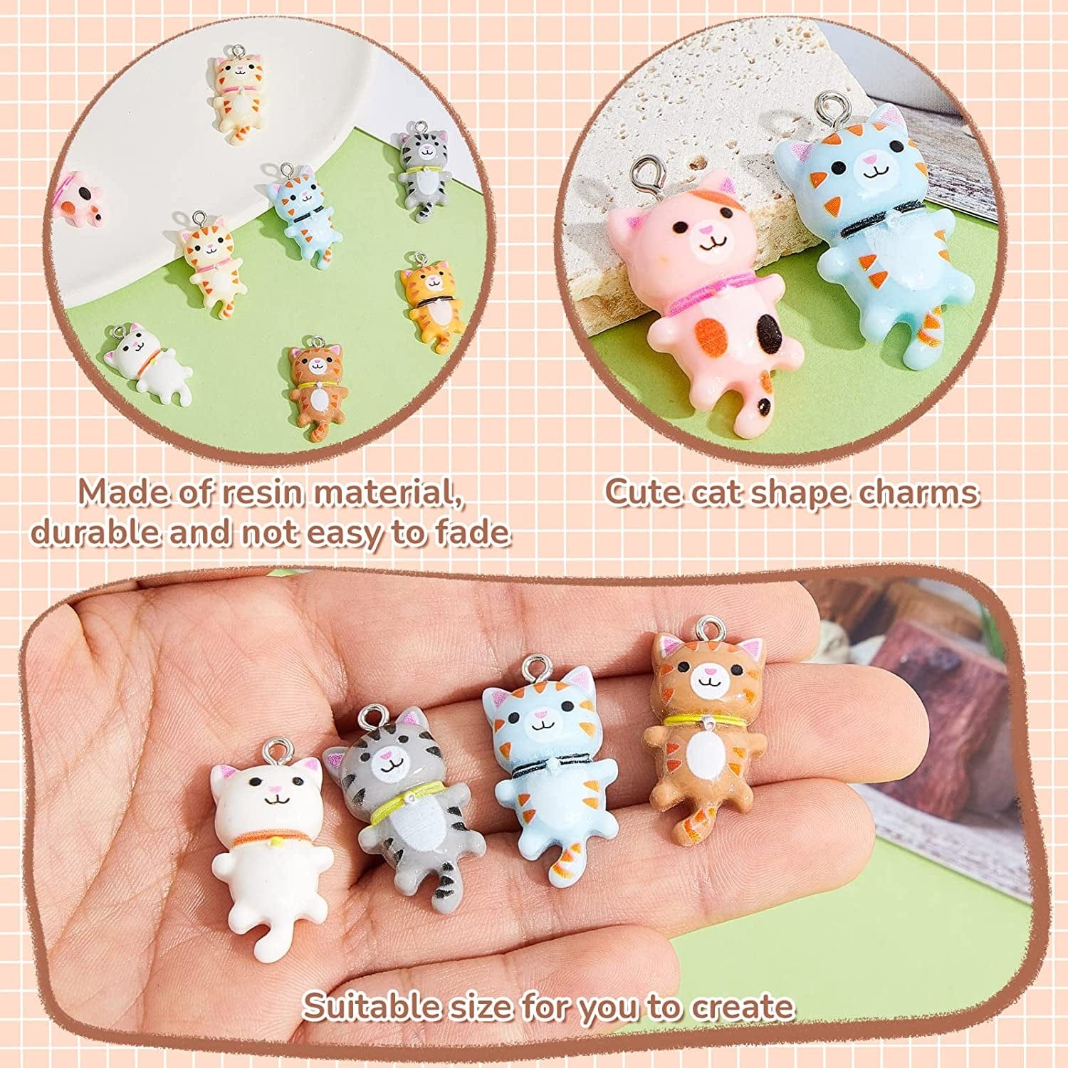 40 Pcs Resin Cat Pendant Charm Mini Cat Charms for Jewelry Making Decorative Cute Kitty Pendants for Necklace Bracelet Keychain Jewelry Making DIY Art Crafts, 8 Styles