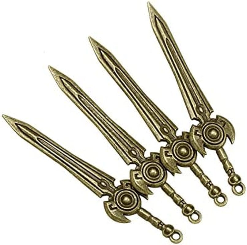 40 Pieces Antique Long Swords Knife Bookmark Charms Swords Knife Charms Pendants for Bookmarks DIY Necklace Bracelace Jewelry Making (Bronze, Sliver, Gold)