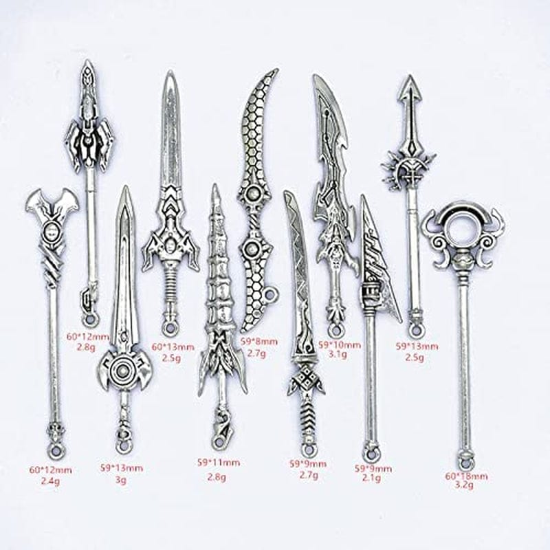 40 Pieces Antique Long Swords Knife Bookmark Charms Swords Knife Charms Pendants for Bookmarks DIY Necklace Bracelace Jewelry Making (Bronze, Sliver, Gold)