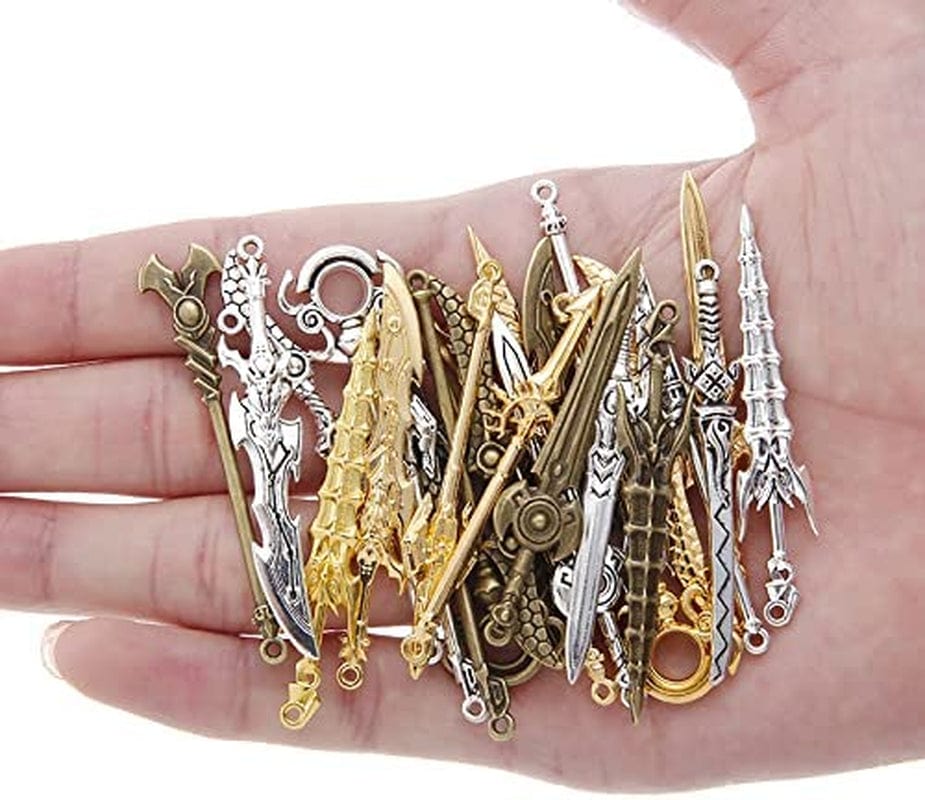40 Pieces Antique Long Swords Knife Bookmark Charms Swords Knife Charms Pendants for Bookmarks DIY Necklace Bracelace Jewelry Making (Bronze, Sliver, Gold)