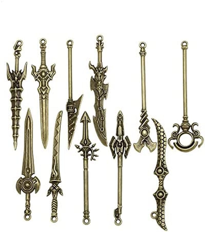 40 Pieces Antique Long Swords Knife Bookmark Charms Swords Knife Charms Pendants for Bookmarks DIY Necklace Bracelace Jewelry Making (Bronze, Sliver, Gold)