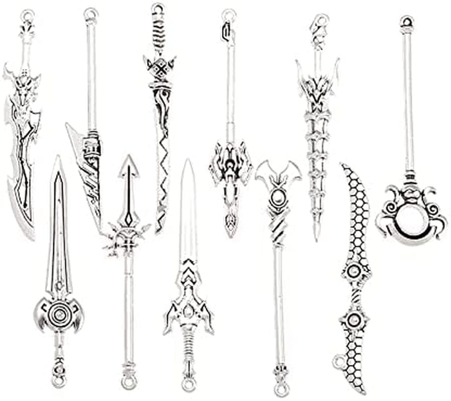 40 Pieces Antique Long Swords Knife Bookmark Charms Swords Knife Charms Pendants for Bookmarks DIY Necklace Bracelace Jewelry Making (Bronze, Sliver, Gold)