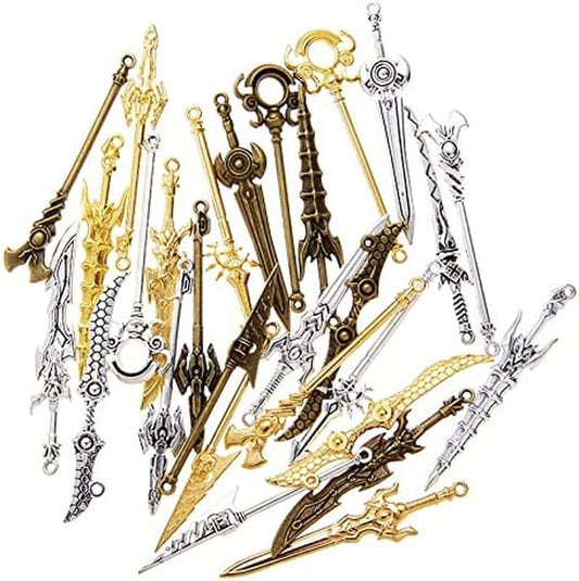40 Pieces Antique Long Swords Knife Bookmark Charms Swords Knife Charms Pendants for Bookmarks DIY Necklace Bracelace Jewelry Making (Bronze, Sliver, Gold)