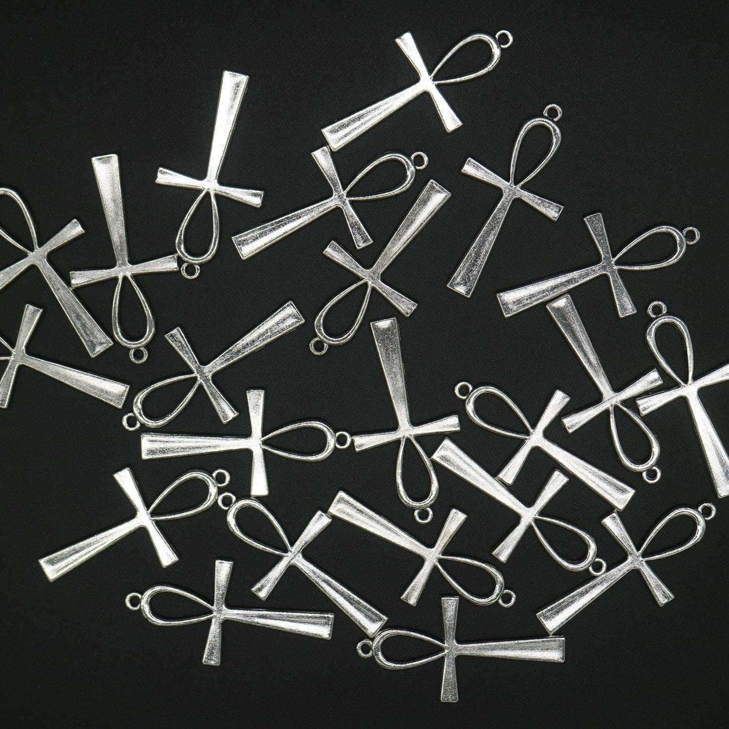 40 Pieces Antique Silver & Bronze Ankh Egyptian Cross Charms Pendant Religious Large Cross Charms DIY Jewelry Making Finding for Bracelet and Necklace