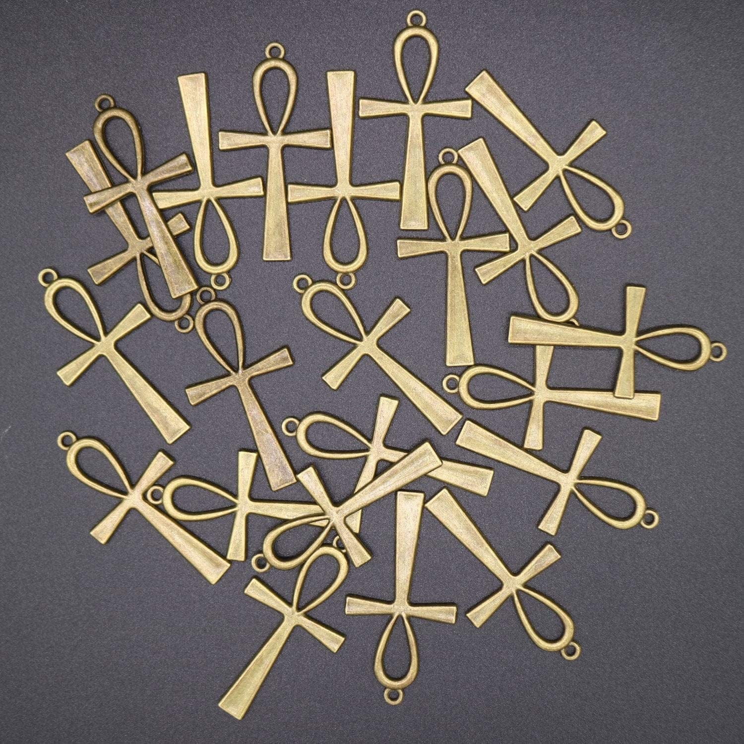 40 Pieces Antique Silver & Bronze Ankh Egyptian Cross Charms Pendant Religious Large Cross Charms DIY Jewelry Making Finding for Bracelet and Necklace