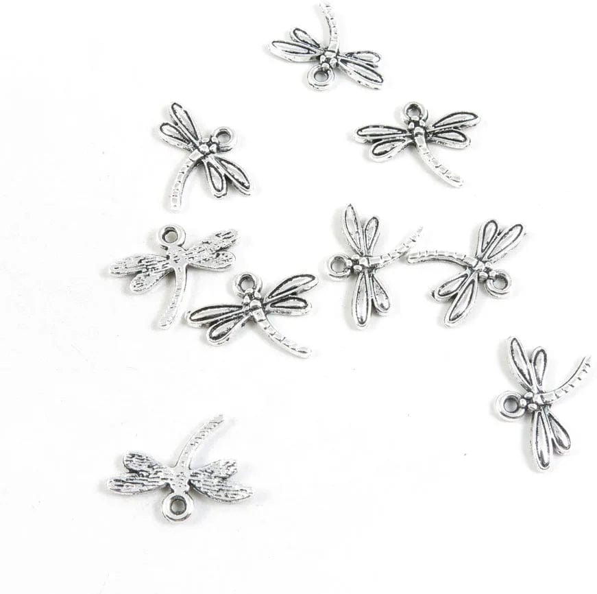 40 Pieces Antique Silver Tone Jewelry Making Charms Pendant Findings Craft Supplies Bulk Lots Arts K7TJ1 Dragonfly 260