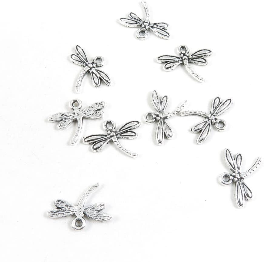 40 Pieces Antique Silver Tone Jewelry Making Charms Pendant Findings Craft Supplies Bulk Lots Arts K7TJ1 Dragonfly 520