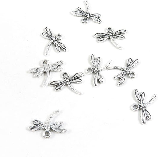 40 Pieces Antique Silver Tone Jewelry Making Charms Pendant Findings Craft Supplies Bulk Lots Arts K7TJ1 Dragonfly 520