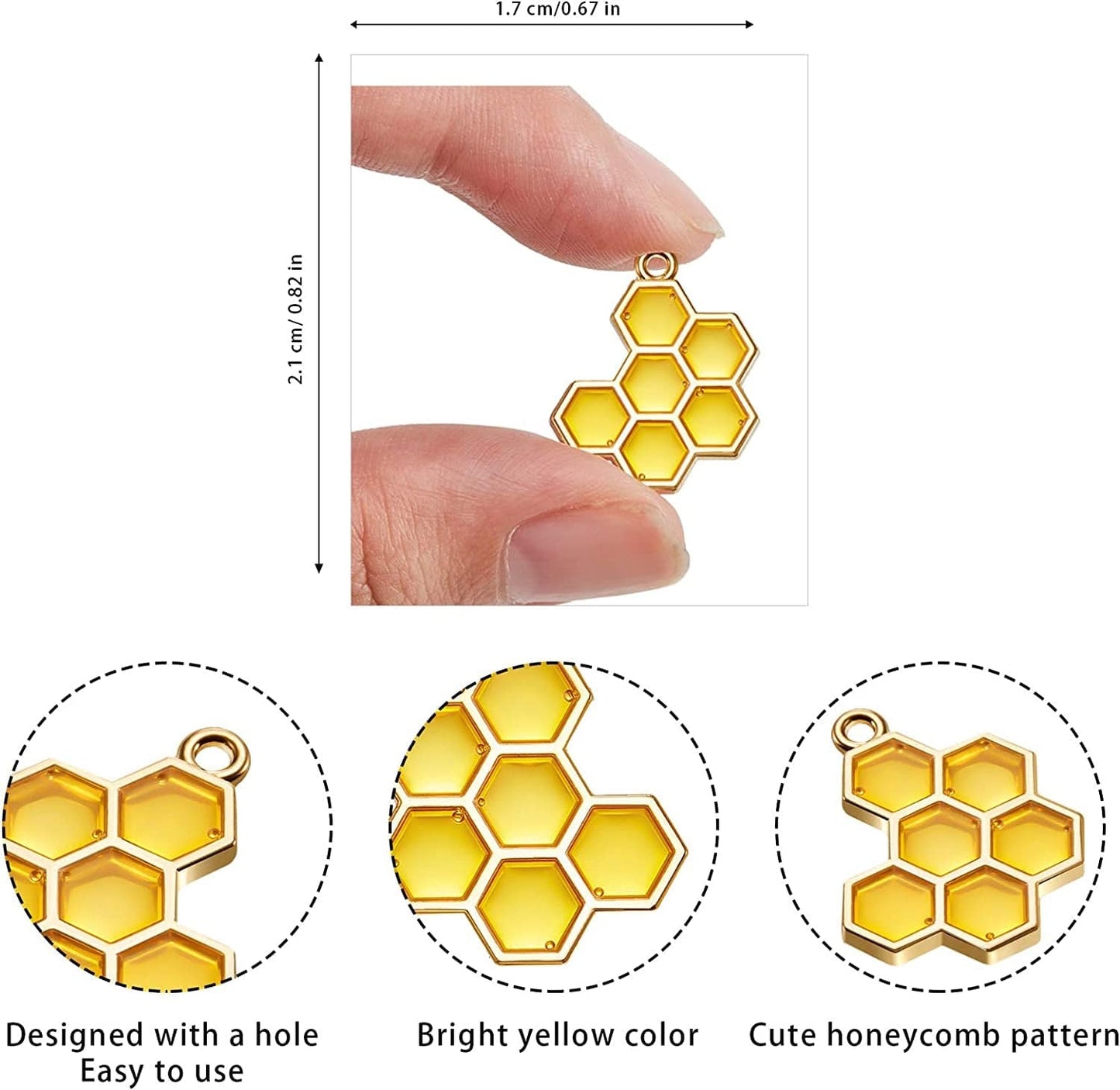 40 Pieces Enamel Honeycomb Charm Pendants Bee Honeycomb Enamel Charms for Necklace Bracelet DIY Crafts Jewelry Making Accessories