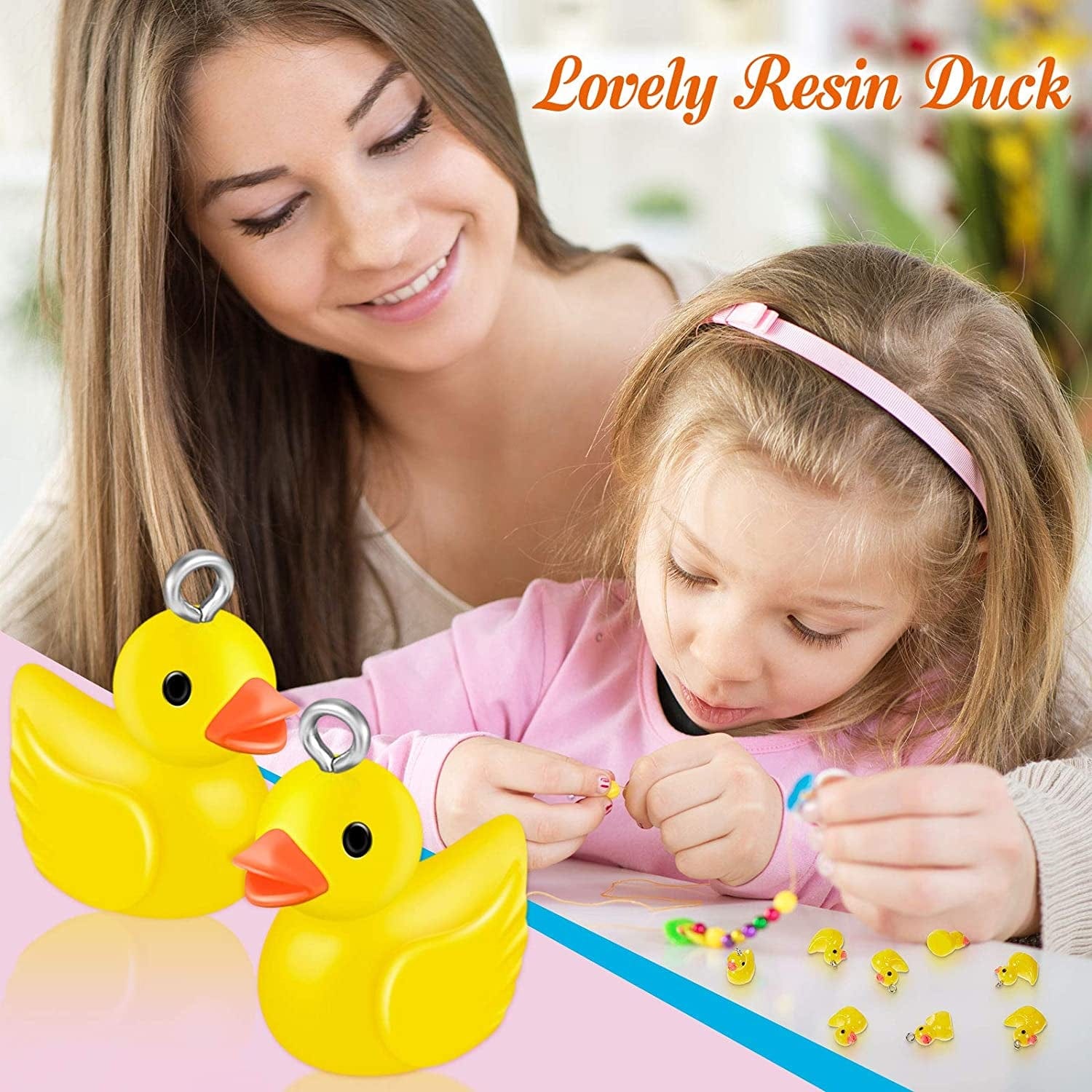 40 Pieces Slime Charms Ducks Mini Resin Ducks Resin Duck Charms Pendants Findings Charm DIY Duck Pendants for Bracelet Necklace Earrings Keychain Crafts (Yellow)