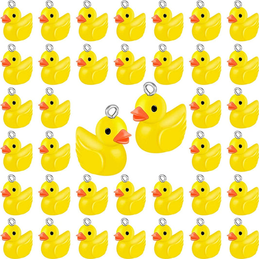 40 Pieces Slime Charms Ducks Mini Resin Ducks Resin Duck Charms Pendants Findings Charm DIY Duck Pendants for Bracelet Necklace Earrings Keychain Crafts (Yellow)