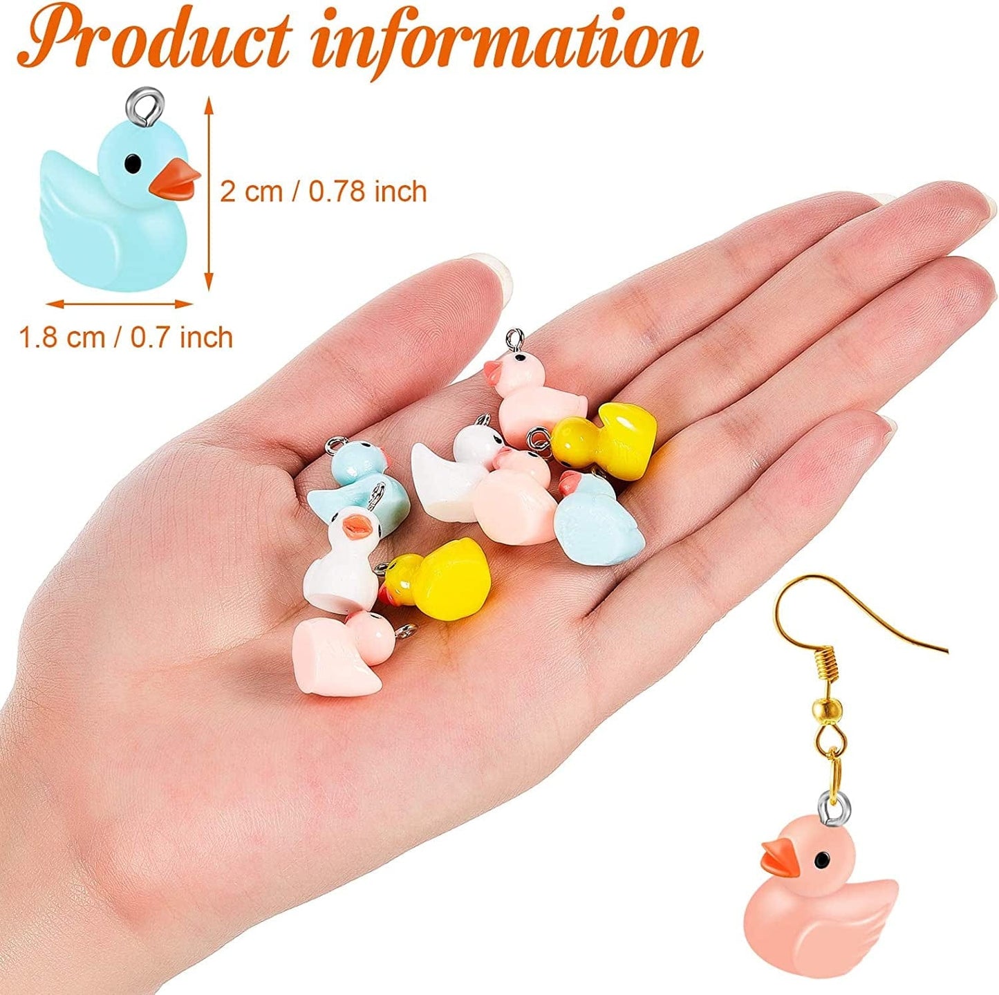 40 Pieces Slime Charms Ducks Mini Resin Ducks Resin Duck Charms Pendants Findings Charm DIY Duck Pendants for Bracelet Necklace Earrings Keychain Crafts (Yellow, Blue, Pink, White)