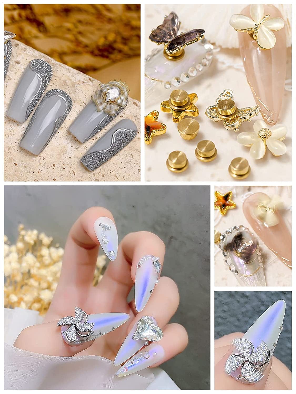 40 Pieces Spinning Nail Charms, TOROKOM Gold Nail Art Rotating Charm Rotary Bearing Rotating Nail Tool for Girl Women Nail Art Charms Design DIY Crafting Jewelry Accessories (2 Sizes) Health & Beauty > Personal Care > Cosmetics > Cosmetic Tools > Nail Tools TOROKOM