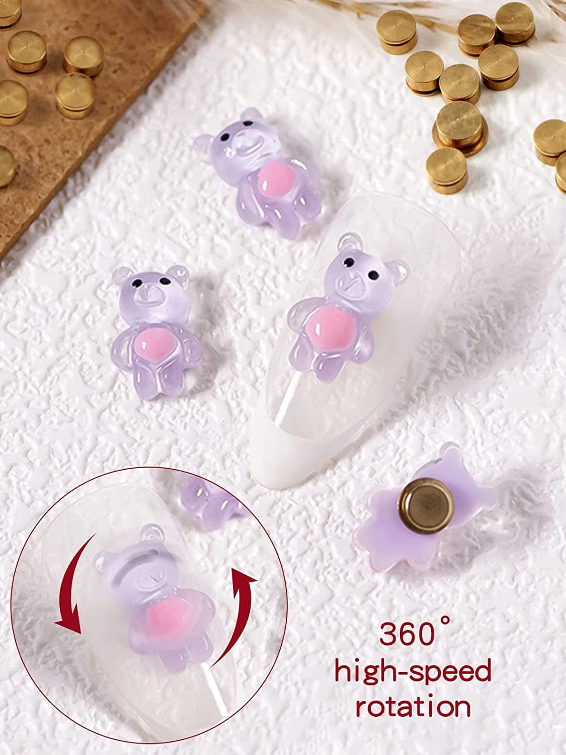 40 Pieces Spinning Nail Charms, TOROKOM Gold Nail Art Rotating Charm Rotary Bearing Rotating Nail Tool for Girl Women Nail Art Charms Design DIY Crafting Jewelry Accessories (2 Sizes) Health & Beauty > Personal Care > Cosmetics > Cosmetic Tools > Nail Tools TOROKOM