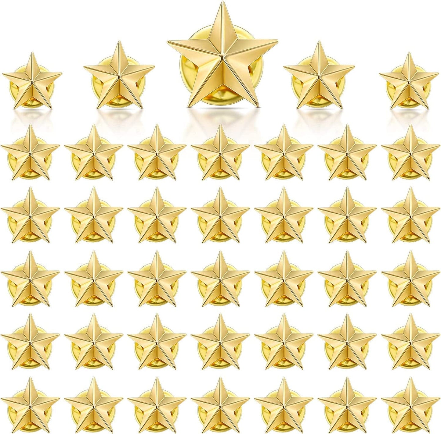 40 Pieces Star Badge Lapel Pin for 4Th of July Memorial Day Independence Day Celebration Veterans Day Party Labor Day Theme Party Costume Decorations Gold