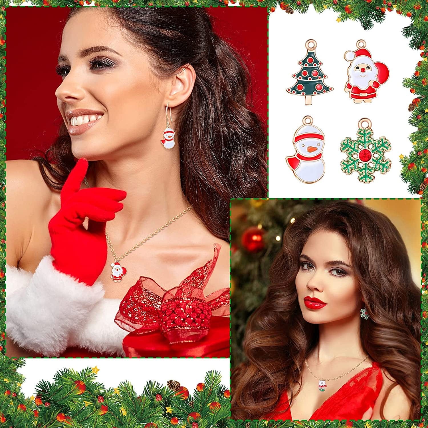 400 Pcs Christmas Charms for Jewelry Making Christmas Pendant Charm Alloy Charms Bulk Christmas Jewelry Metal Charms for Holiday Necklace Bracelet Earring Clothes DIY Ornaments Supplies