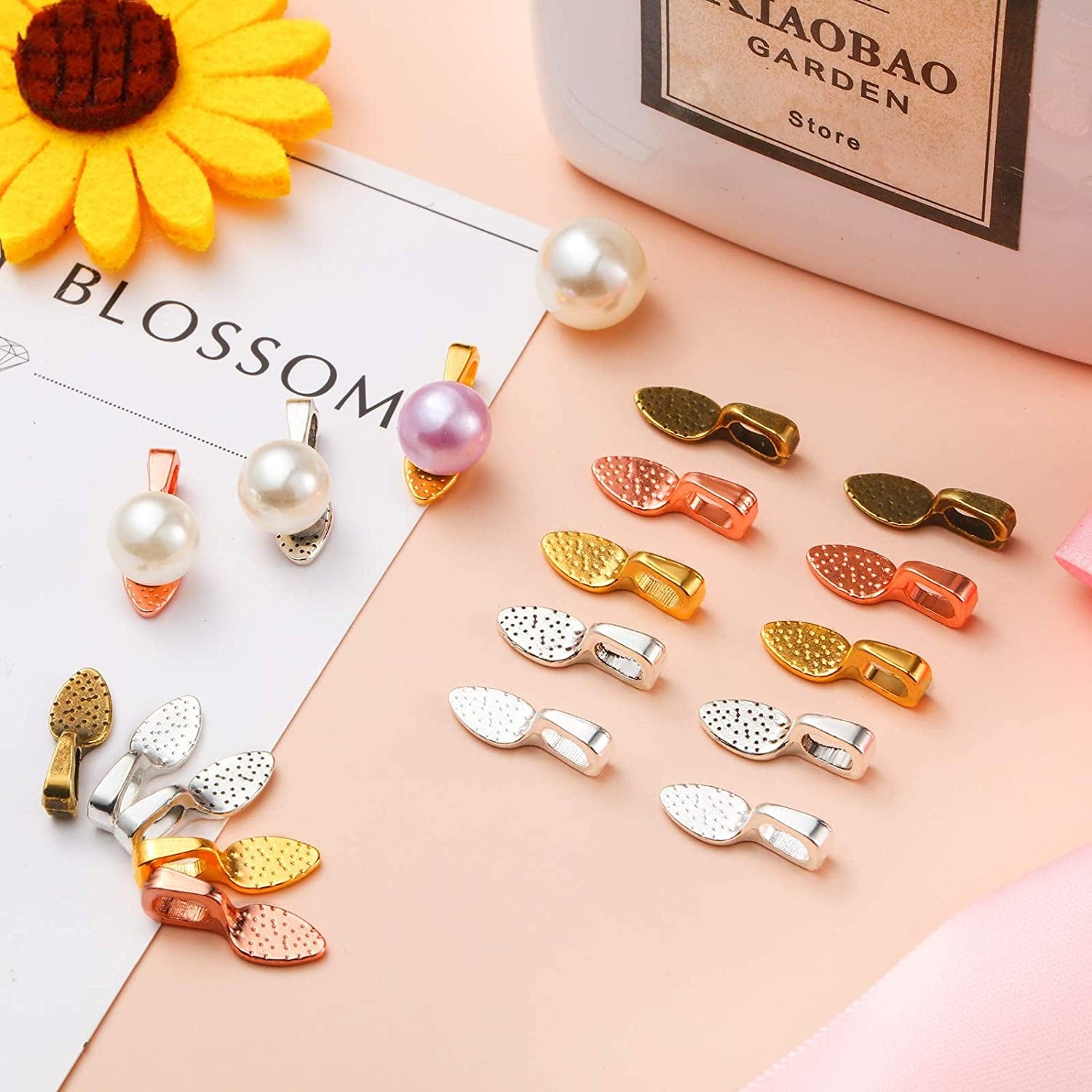 400 Pieces Spoon Glue on Bails Pendants Oval Jewelry Glue on Earring Bails Pendants Small Spoon Bail Earring Charms for Jewelry Crafts Making Supplies,15 X 5 Mm, 5 Colors