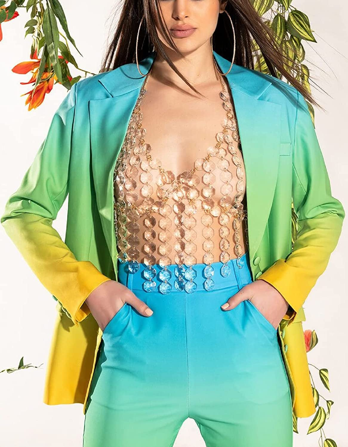 Ccbodily Crystal Body Chain Bra - Womens Fashion Handmade Body Harness Bra Jewelry Accessories for Party Rave Apparel & Accessories > Jewelry > Body Jewelry CCbodily