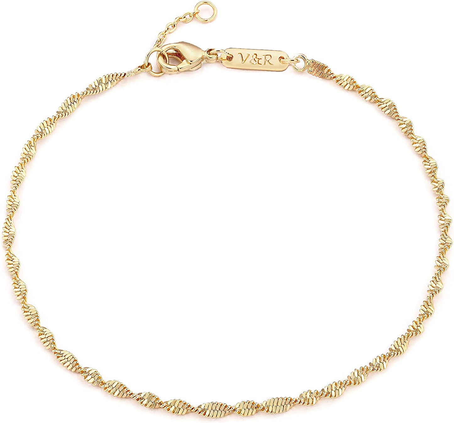 Valloey Rover Women Handmade Dainty Anklet Silver 14K Gold Plated Bead Boho Beach Rhinestone Foot Chain Adjustable Ankle Bracelet for Women Apparel & Accessories > Jewelry > Anklets Valloey Rover Rope