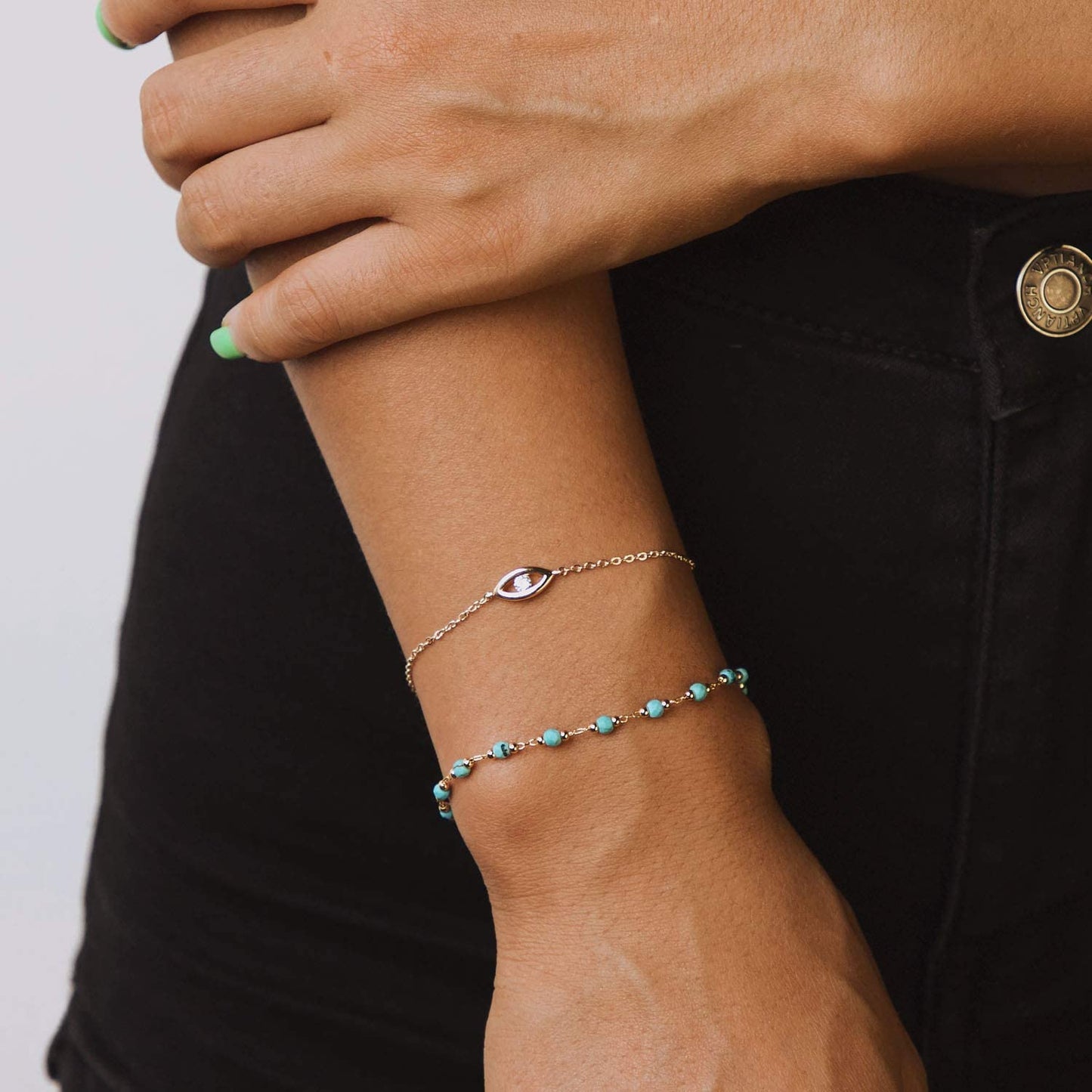 MEVECCO Gold Beaded Bracelets,18K Gold Plated Handmade Cute Satellite Diamond Cut Oval and round Beads Rope Chain Dainty Bracelet for Women Apparel & Accessories > Jewelry > Bracelets Mevecco
