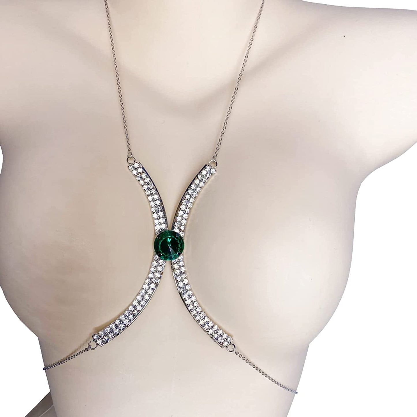 Silver Rhinestone Chest Bracket Bra Chain Body Jewelry Bikini Crystal Body Chain Rhinestone Bra Underwear Chain Sexy Lingerie Chest Chain for Women(Chest Bracket Chain) Apparel & Accessories > Jewelry > Body Jewelry Cusmyre