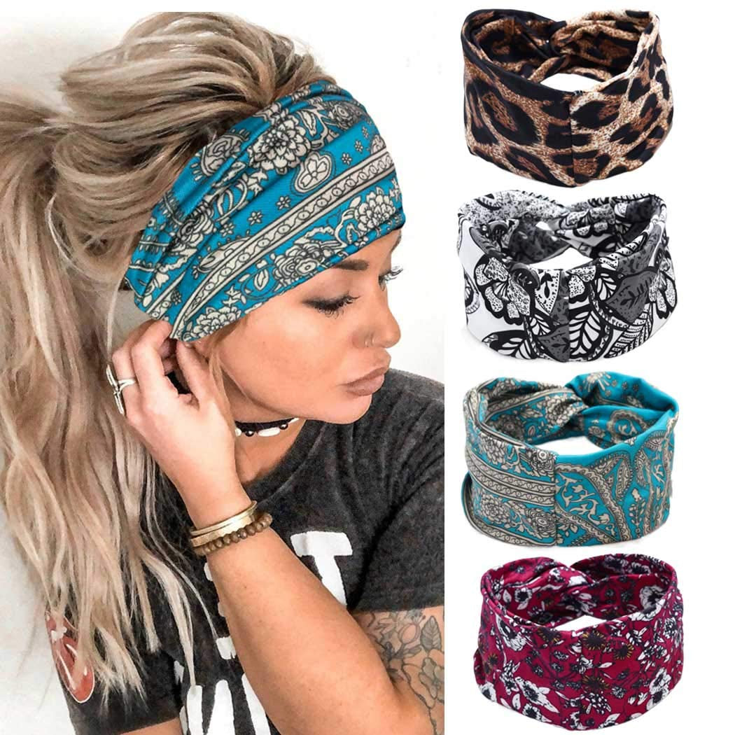 Gortin Boho Headbands Criss Cross Hair Bands Stretch Yoga Sweatband Turban Tie Dye Wide Head Wraps Twist Head Bands for Women and Girls4 Pcs (A-Tie Dye) Apparel & Accessories > Clothing Accessories > Bandanas & Headties GORTIN G-Gorgeous