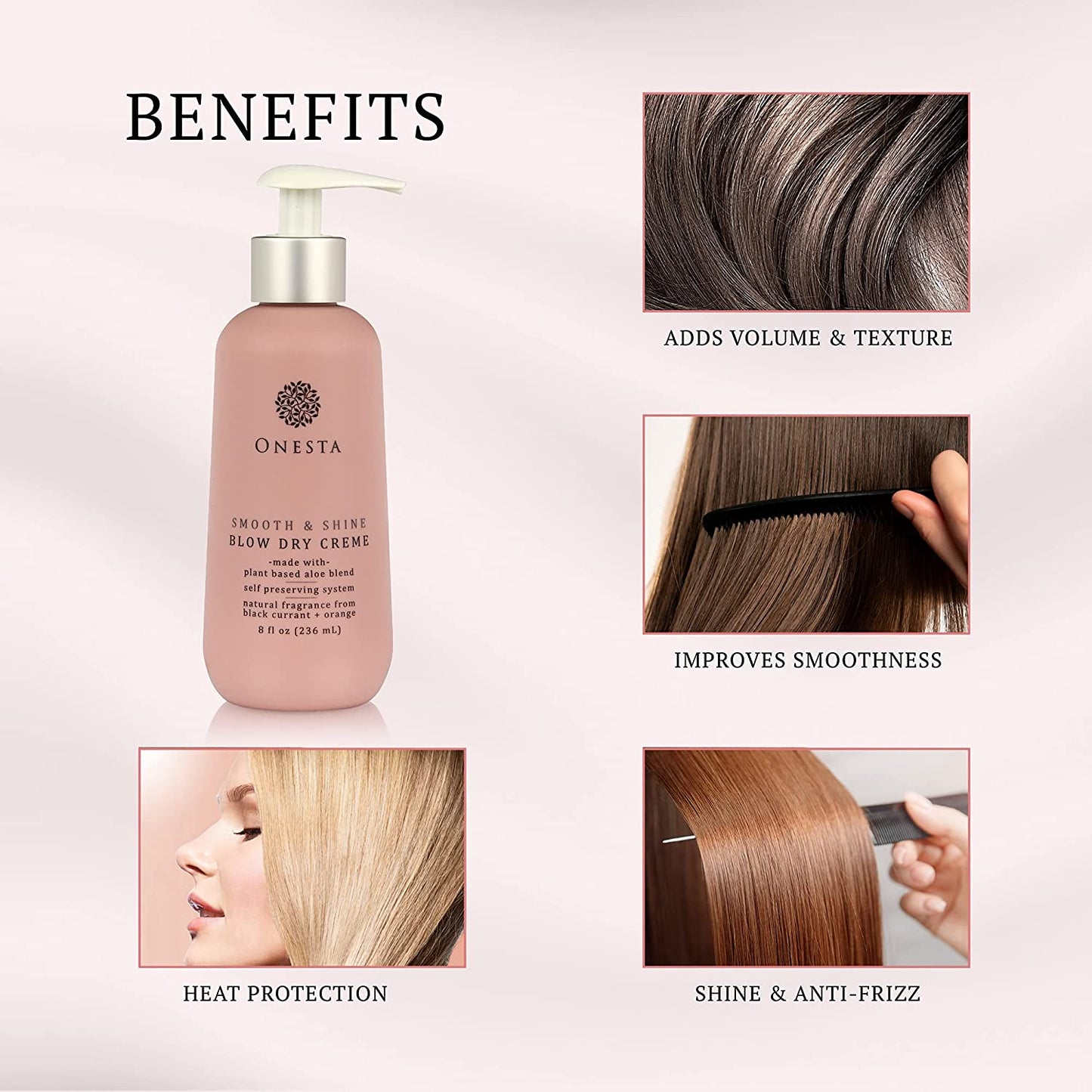 Onesta Hair Care Plant Based Smooth and Shine Blow Dry Crème Hair Protector, 8 Ounces (Pack of 1) Health & Beauty > Personal Care > Hair Care Onesta Hair Care