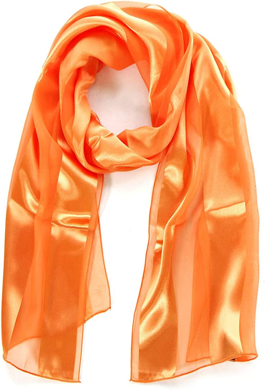 Scarfs for Women Lightweight Soft Silky Scarves 60" Long Satin Chiffon Stripe Neckerchief Gold Red Pink Black More Apparel & Accessories > Clothing Accessories > Scarves & Shawls SERENITA Orange