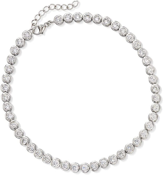 Ross-Simons 4.70 Ct. T.W. CZ Anklet in Sterling Silver. 9 Inches Apparel & Accessories > Jewelry > Anklets Ross-Simons