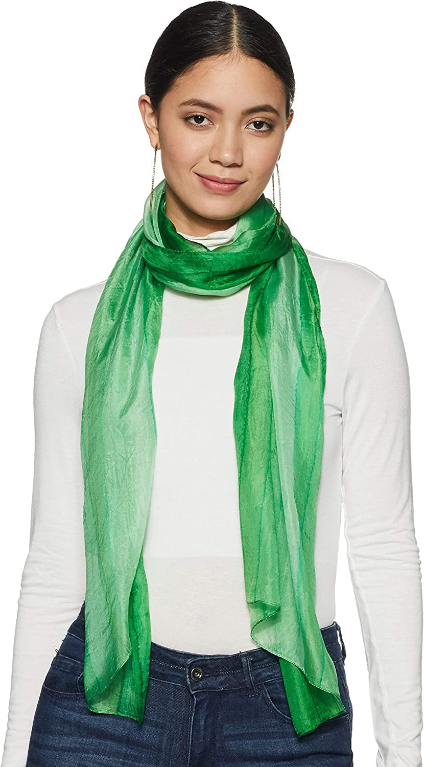 Stylore 100% Silk Scarf Long Lightweight Sunscreen Shawl Wrap Scarves Apparel & Accessories > Clothing Accessories > Scarves & Shawls Stylore Stripe Green