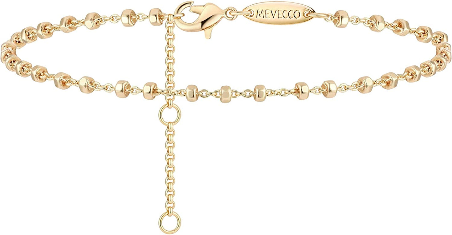Gold Dainty Anklet,14K Gold Plated Boho CZ Star Beach Cute Pig Nose Tassel Disc Foot Chain Ankle Bracelet Lace Chain Anklet for Women… Apparel & Accessories > Jewelry > Anklets Mevecco Cut matt beads
