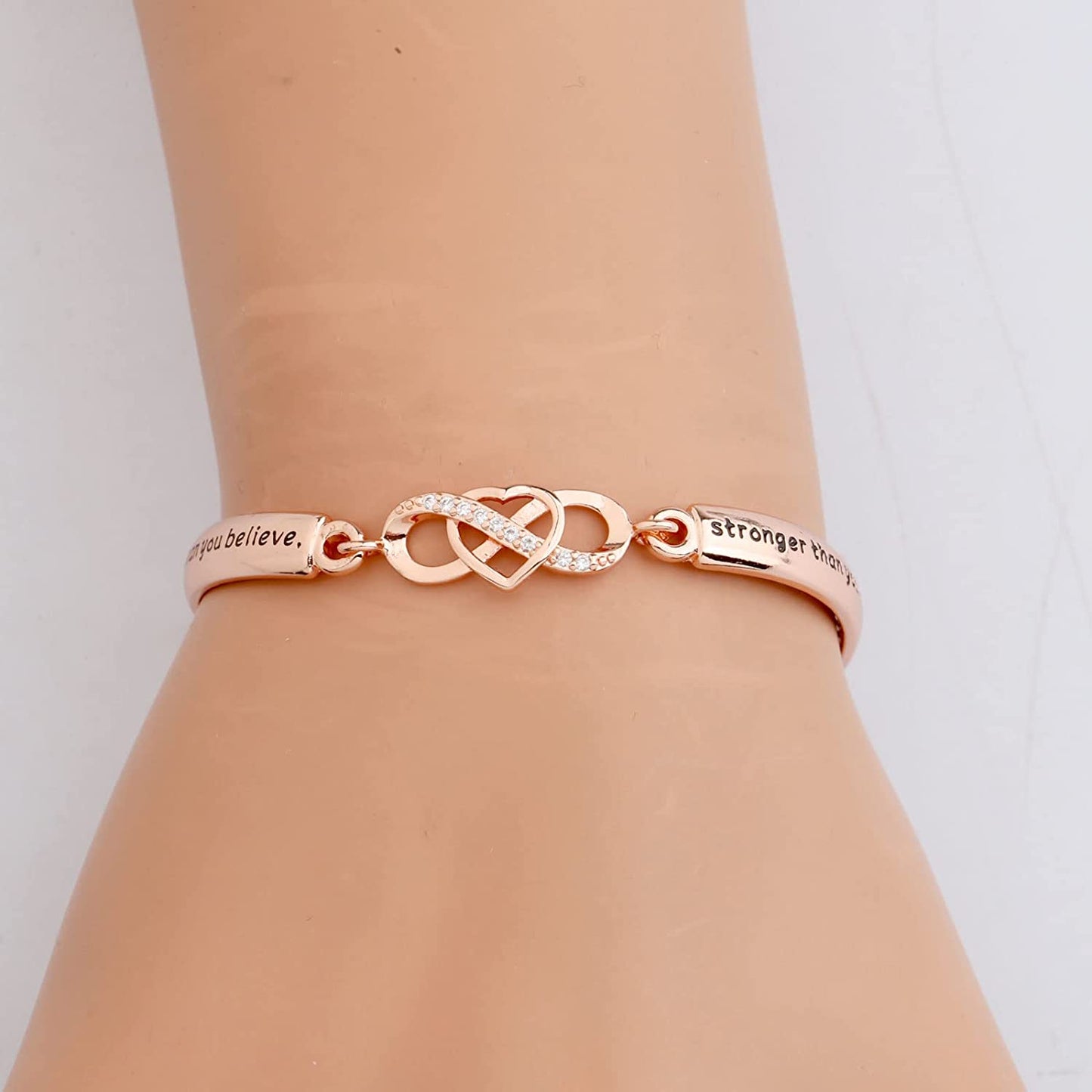FEELMEM Inspirational Bracelet for Daughter Gifts from Mom You Are Braver Stronger Smarter than You Think Infinity Love Heart Bracelet to My Daughter Gift Apparel & Accessories > Jewelry > Bracelets FEELMEM