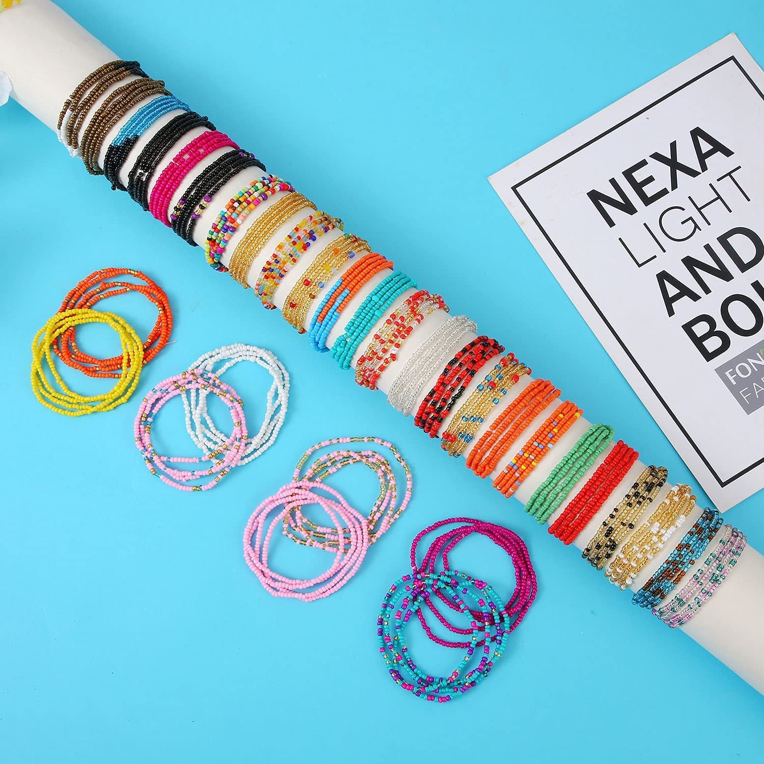 KOHOTA 32PCS Waist Beads for Women Colorful Summer Body Chains Belly Beads Bikini Jewelry Chains Bead Waist Chains Set-16Packs Apparel & Accessories > Jewelry > Body Jewelry KOHOTA