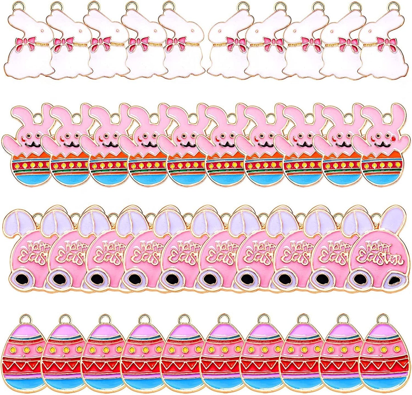 40PCS Easter Charms Enamel Bunny Carrot Egg Pendant Charms for Jewelry Making Cute Meatl Animal Rabbit Charms for Necklace Bracelet Earring Making DIY Crafts 40PCS Charms D