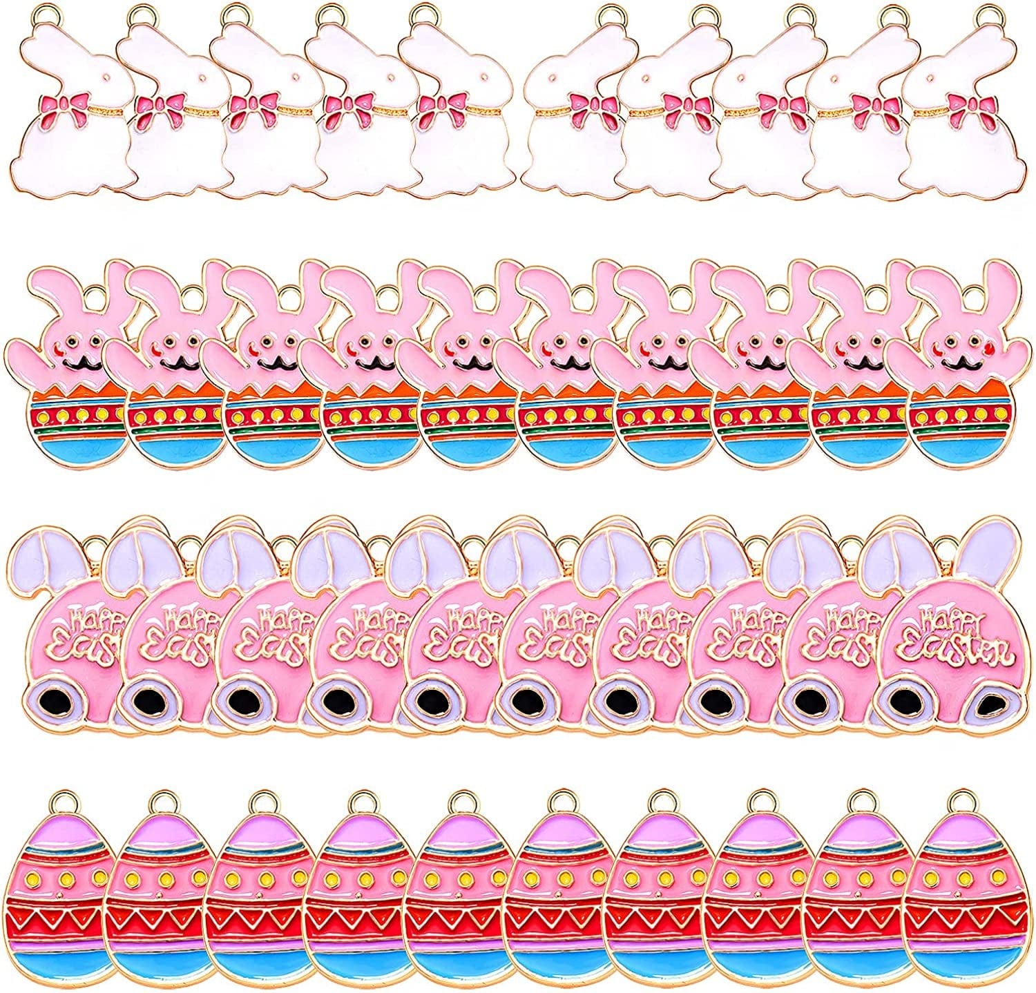 40PCS Easter Charms Enamel Bunny Carrot Egg Pendant Charms for Jewelry Making Cute Meatl Animal Rabbit Charms for Necklace Bracelet Earring Making DIY Crafts 40PCS Charms D