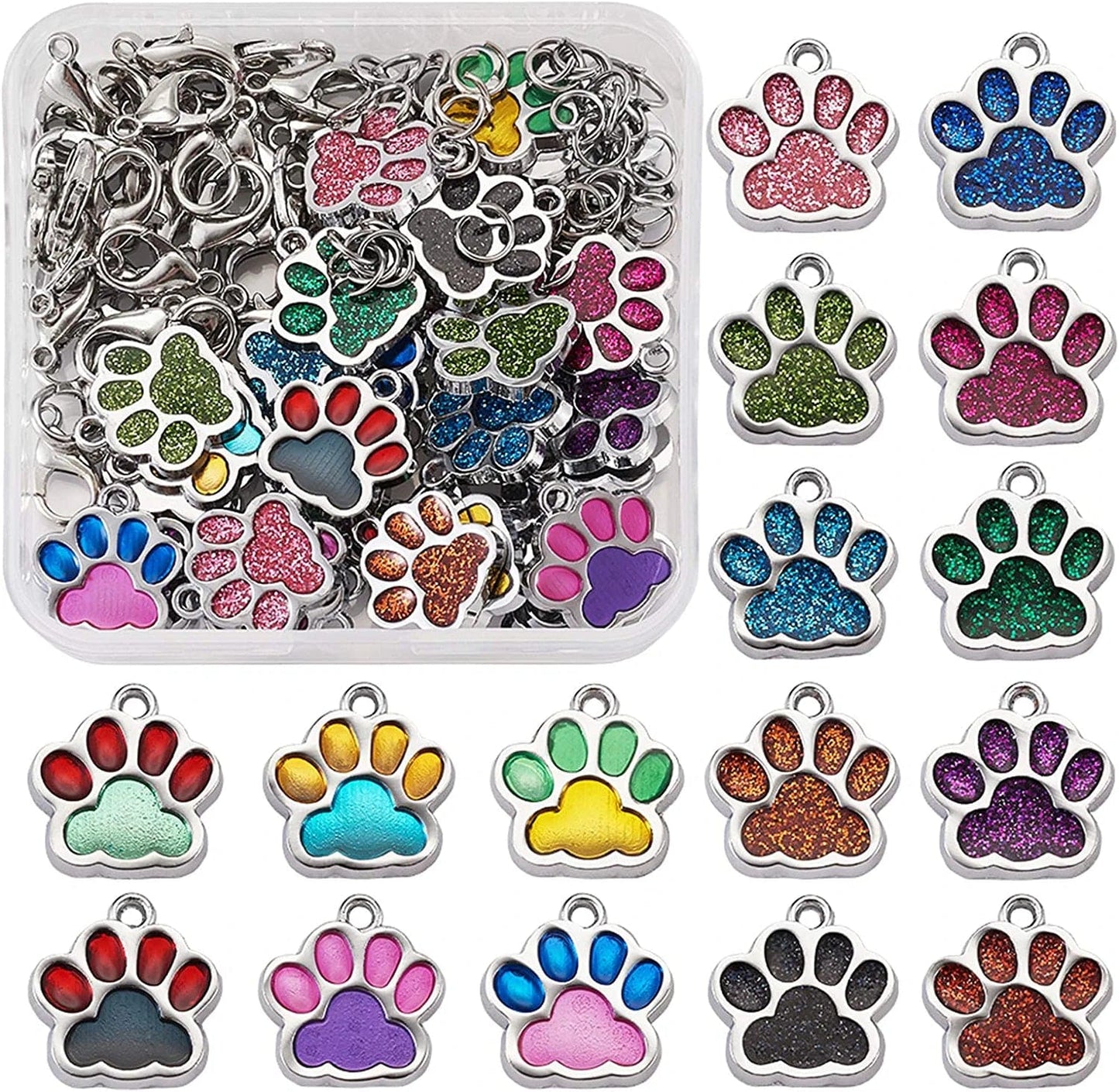 40Pcs Food Theme Enamel Pendant 20 Styles Light Gold Plated Donut Lollipop Ice Cream Cup Cake Bubble Tea Milk Dangle Charm for Earring Bracelet Necklace Jewelry Making Mixed Colors Dog Paw