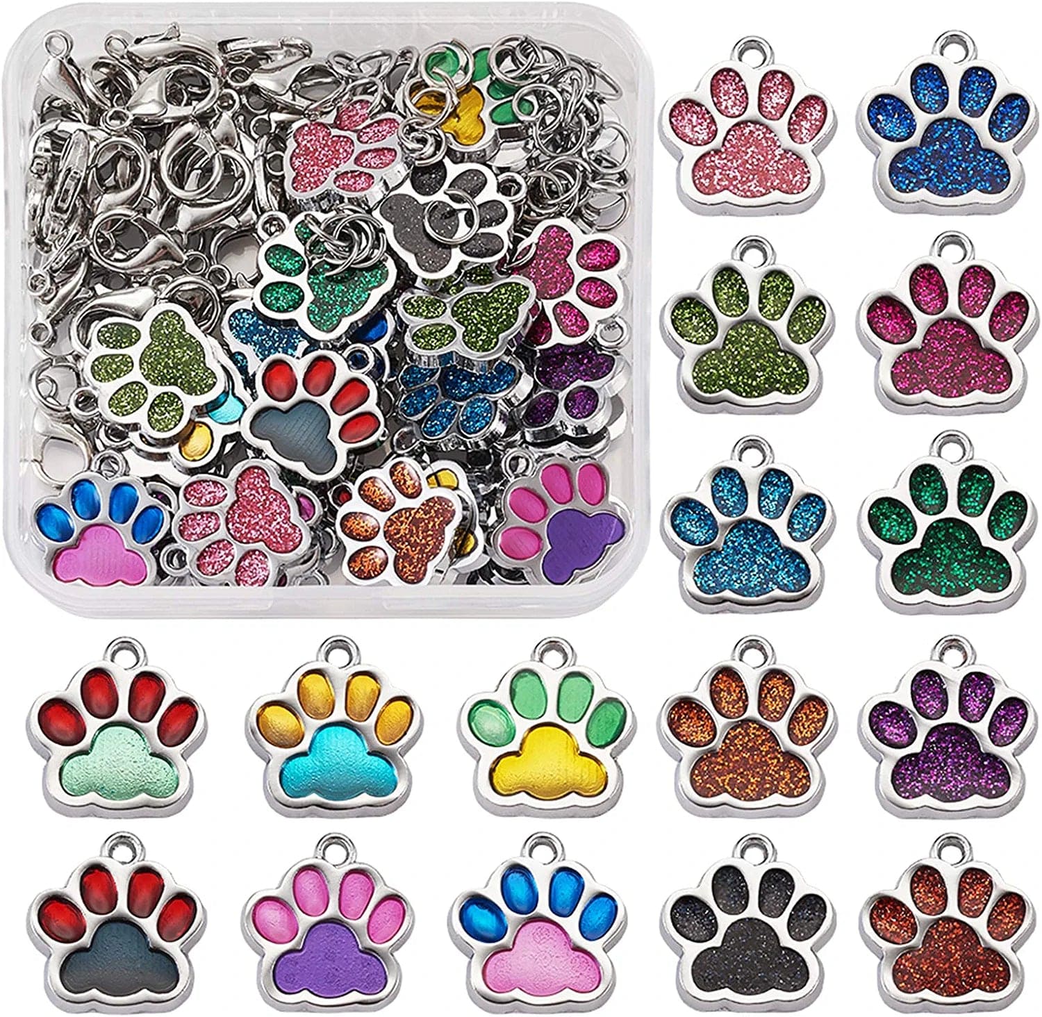 40Pcs Food Theme Enamel Pendant 20 Styles Light Gold Plated Donut Lollipop Ice Cream Cup Cake Bubble Tea Milk Dangle Charm for Earring Bracelet Necklace Jewelry Making Mixed Colors Dog Paw