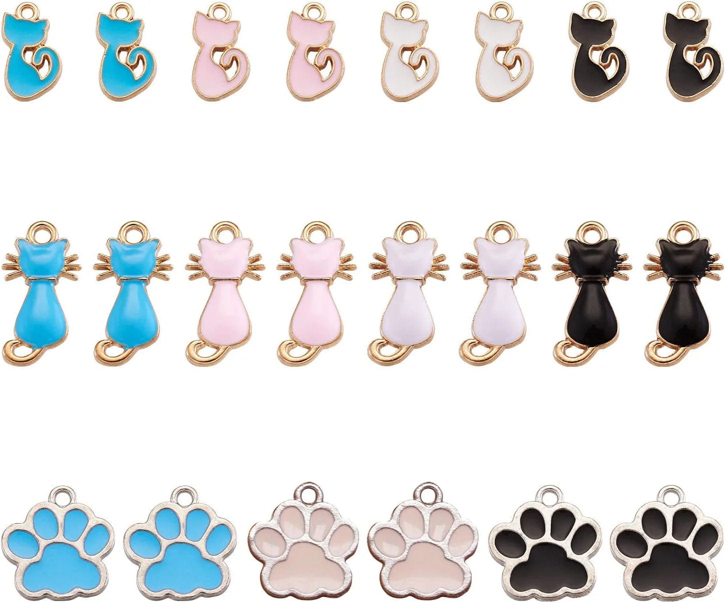40Pcs Food Theme Enamel Pendant 20 Styles Light Gold Plated Donut Lollipop Ice Cream Cup Cake Bubble Tea Milk Dangle Charm for Earring Bracelet Necklace Jewelry Making Mixed Color,Cat&Bear Paw
