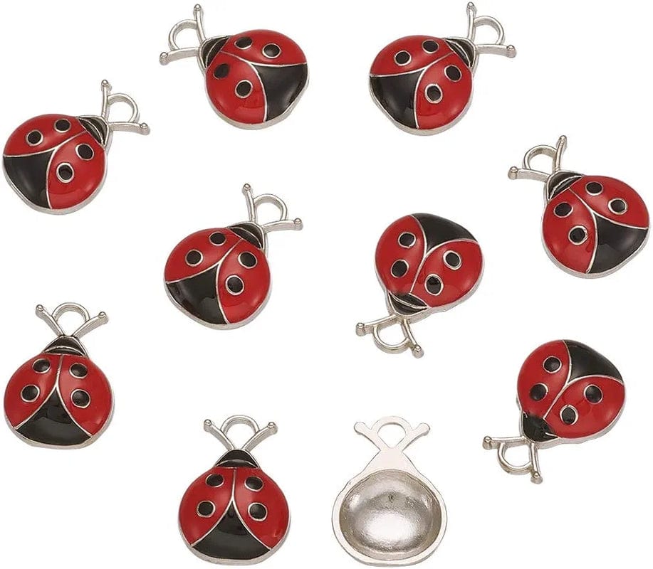 40Pcs Food Theme Enamel Pendant 20 Styles Light Gold Plated Donut Lollipop Ice Cream Cup Cake Bubble Tea Milk Dangle Charm for Earring Bracelet Necklace Jewelry Making Red Ladybug